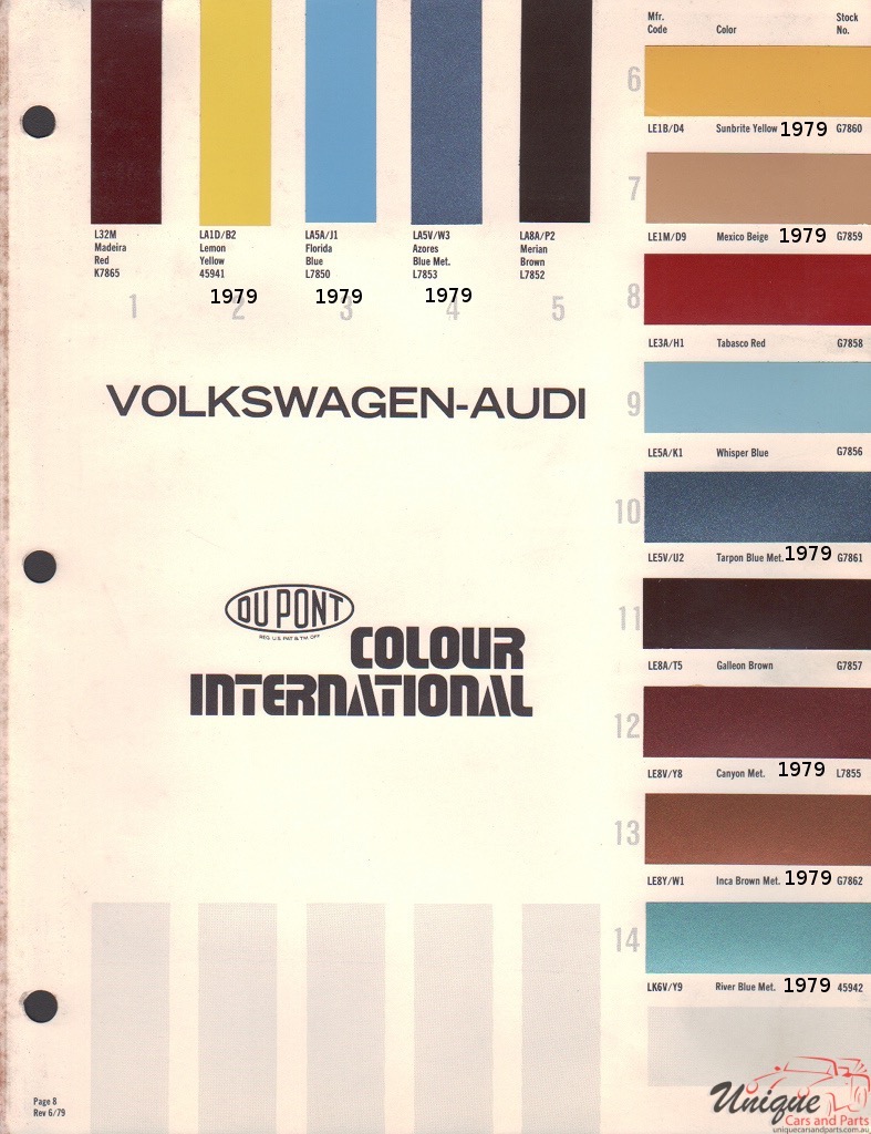 1979 Volkswagen Paint Charts DuPont International 3